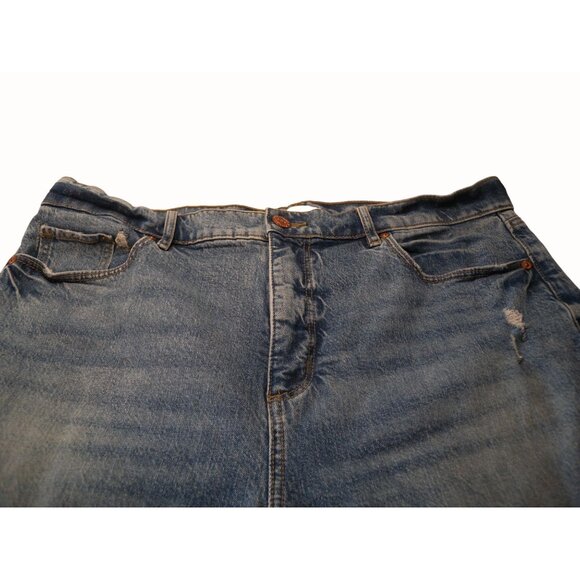 Ann Taylor Loft Denim Crop Jeans Distressed High Waist Straight Womens Size 14 - Picture 8 of 8